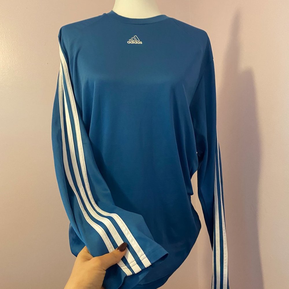 Adidas Active 360 Blue and White Long Sleeve Shirt - Picture 2 of 4